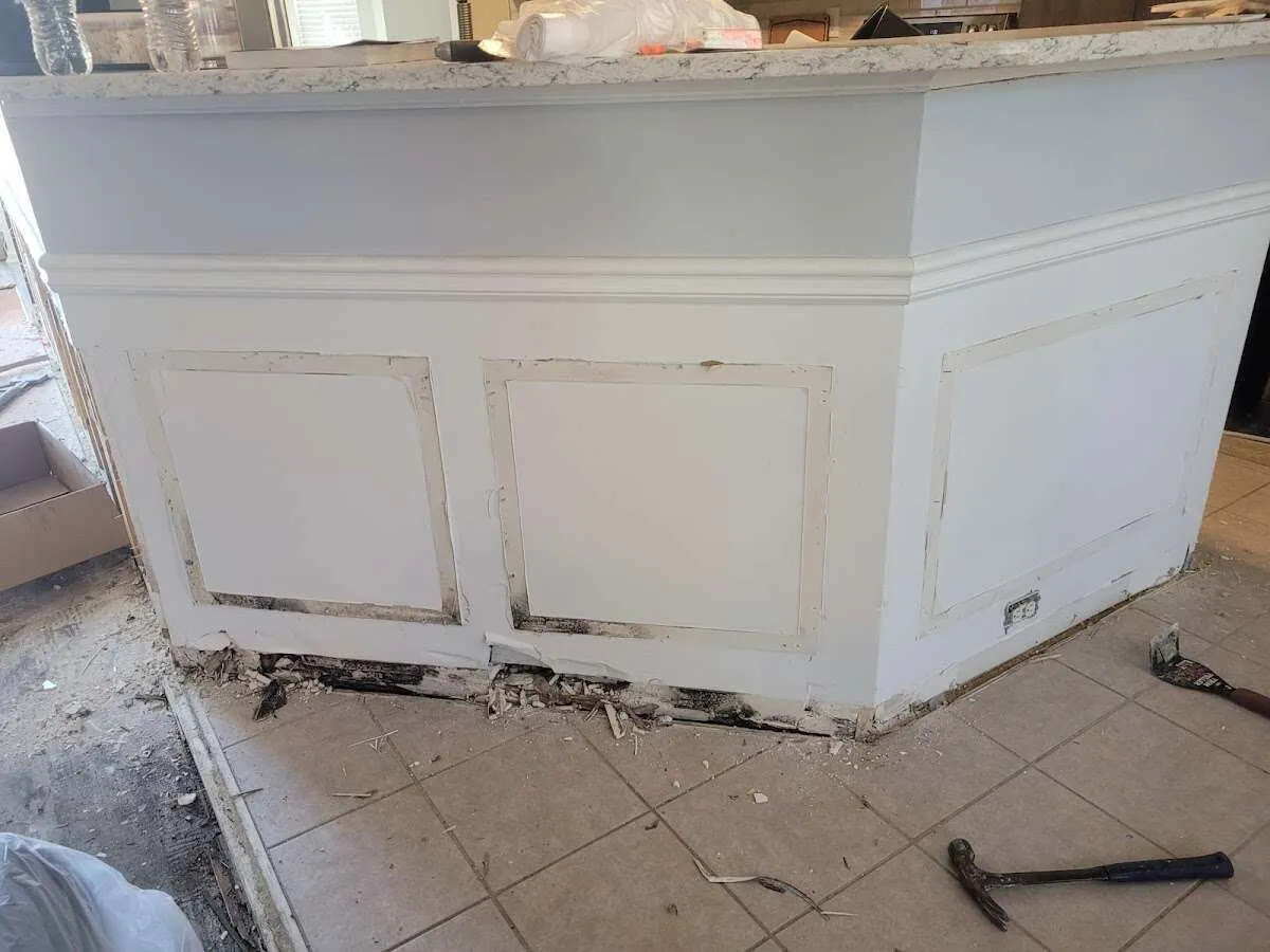 Water damage and mold on kitchen during Storm Damage Restoration in Amsterdam